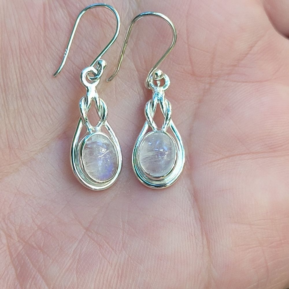 Shivam Silver Moonstone🌙 Earrings - Picture 2 of 14
